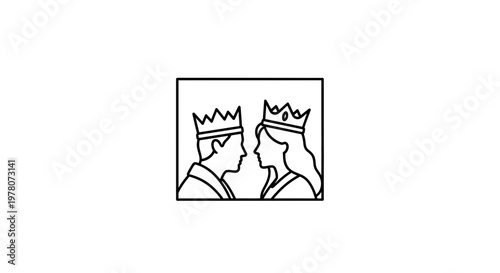 Royal Couple Silhouette, King and Queen Profile, Love and Royalty Symbol