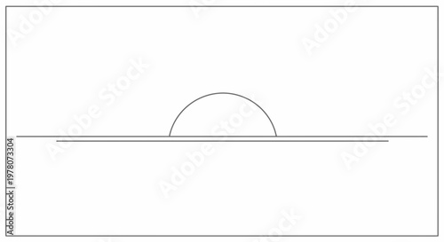 Minimalist Sunrise Over Horizon Line, Abstract Dawn Sky, Clean Geometric Design