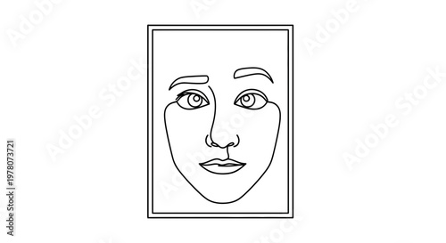 Minimalist Single Line Drawing of a Young Person's Face, Expressing Subtle Emotion