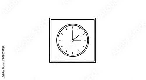 Minimalist Square Clock Face with Hour and Minute Hands Showing Time