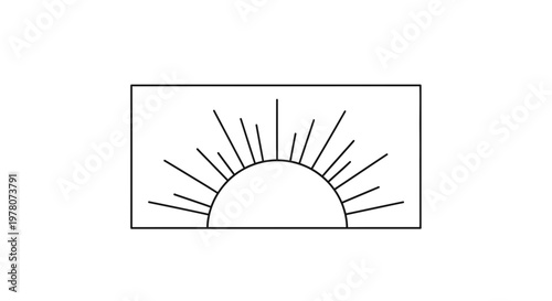 Minimalist Sunrise Icon: Geometric Sunburst Rays Emerging from Horizon Line