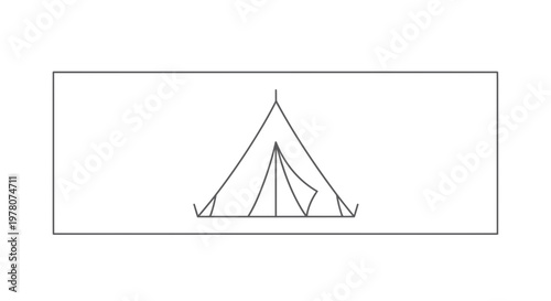 Minimalist Line Art Illustration of a Bell Tent
