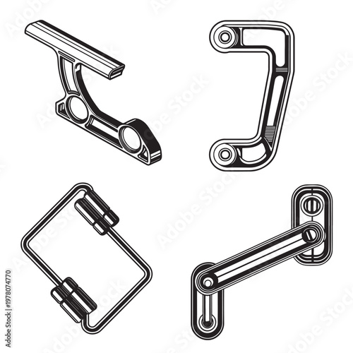 Automotive Structural Arms and Support Linkages Line Art Set