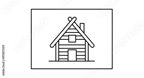 Log Cabin Icon Outline: Rustic House Symbol for Nature, Outdoors, and Cozy Living