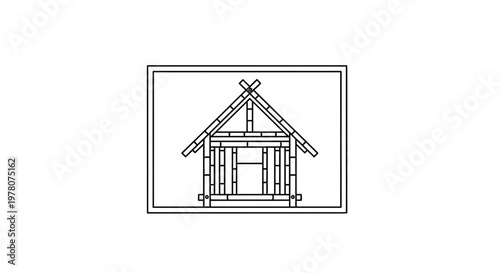 Log Cabin Construction Blueprint: Rustic House Design Outline