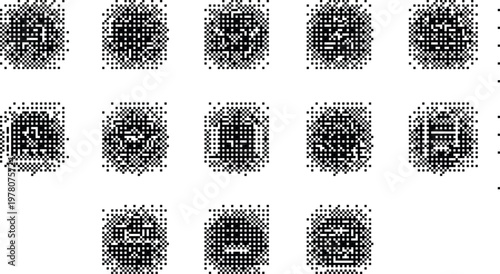 Gradient Background Halftone Pixeleted Bitmap Dither Vector Pattern Texture Overlay Graphic Design Element