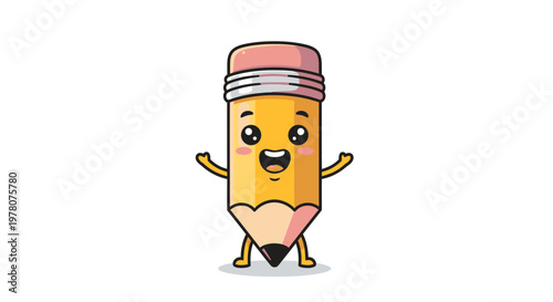 A charming and uplifting cartoon pencil illustration, exuding real joy and a cheerful spirit, perfect for creative educational materials or inspiring graphic designs