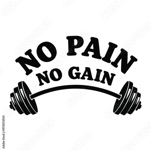 No pain no gain motivational text with dumbbell fitness