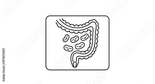 Intestinal Flora Icon: Healthy Gut Bacteria, Digestion, Microbiome Concept