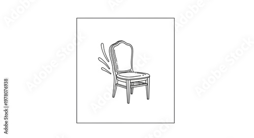 Isolated empty chair with motion lines, concept of movement or action