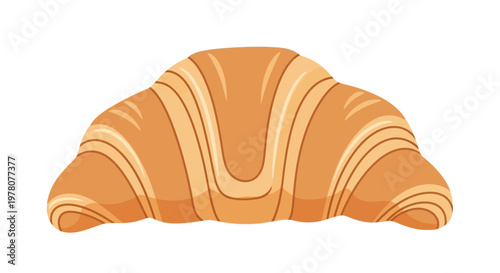 Golden Croissant Pastry Illustration on White Background