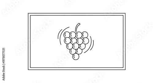 Grapes Bunch Icon, Simple Line Art, Isolated on White, Healthy Food Concept