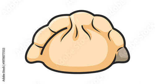 Hand-drawn illustration of a single, steaming dim sum dumpling on a white background