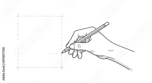 Hand Drawing Sketch with Pencil on White Paper, Creative Process, Idea Generation