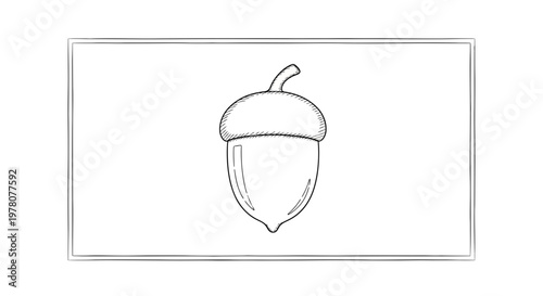 Hand Drawn Acorn Illustration, Oak Nut Sketch, Autumn Seed Icon