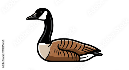 Illustration of a Canada Goose sitting, stylized cartoon vector art
