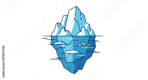Iceberg with submerged part, metaphor for hidden potential and challenges