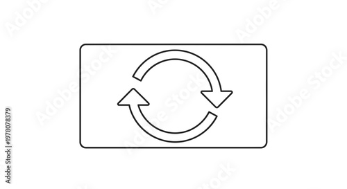 Circular Arrows Icon on Rectangle Background - Refresh, Reload, Repeat, Sync Concept