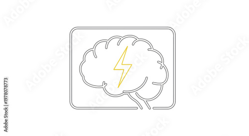 Brain with Lightning Bolt Icon: Idea, Innovation, Creativity, Energy, Insight