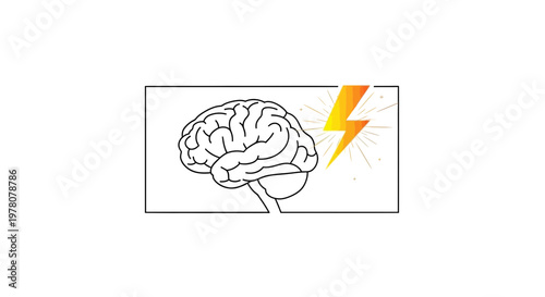 Brain with Lightning Bolt: Idea, Creativity, Innovation, Mental Power, Energy