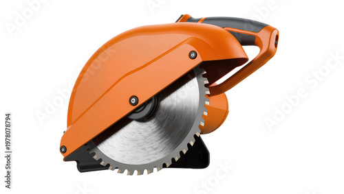 Photos Bright orange Circular Saw with Black Guard and Steel Blade