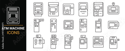 Banking service and financial terminal icon collection