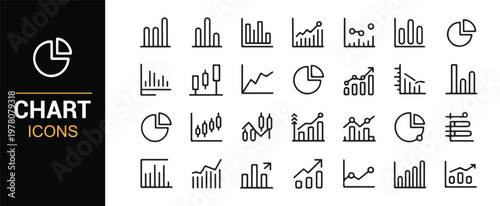 Business performance graphs and metrics icon set