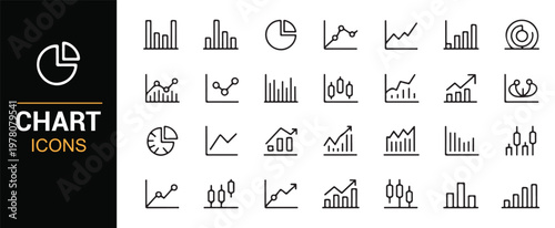 Marketing analysis and financial graph icons pack