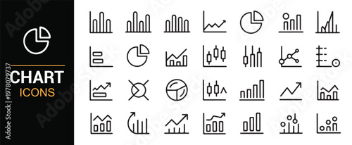 Business chart icons collection for analytics and data visualization
