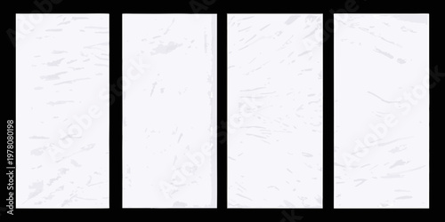 Four vertical panels with a textured slightly off white surface
