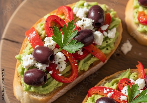 Greek-Style Avocado Toast with Feta, Olives, and Roasted Peppers