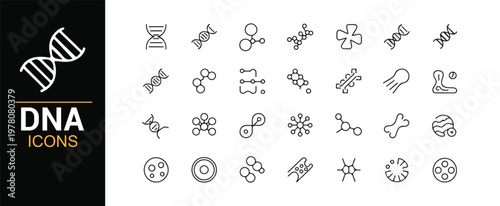 DNA strand and molecular research icon collection