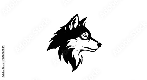 Black and white wolf head 2.
