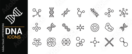 Genome structure and biotechnology icons vector set