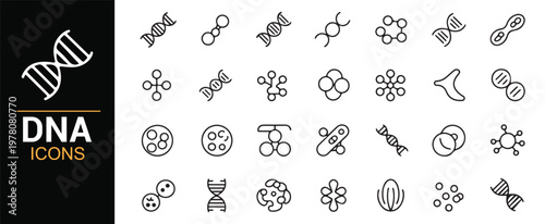 Science genetics icon set with genome elements