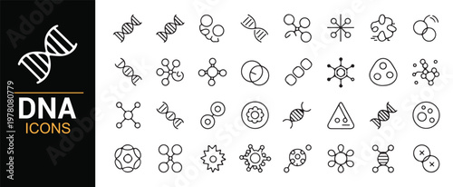 Molecular DNA helix icons for laboratory and research