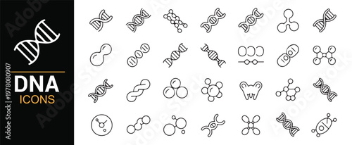 Biotechnology and medical science DNA icon pack