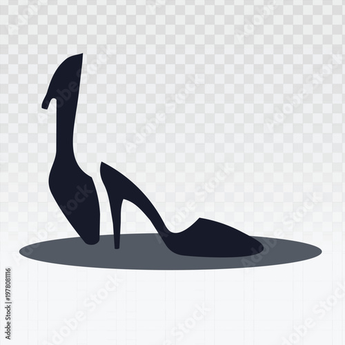 High heel shoe vector illustration with elegant silhouette in minimal flat style, stylish fashion icon ideal for footwear branding, apparel designs, logos, posters, and digital graphic projects.