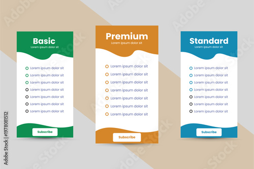 A comparison of basic, premium, and standard subscription plans