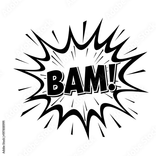BAM! Comic Book Explosion Sound Effect, Retro Pop Art Explosion Graphic