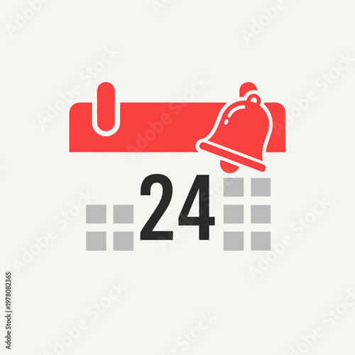 Calendar Notification Icon, Reminder Alert, Date 24, Bell Symbol, Schedule Planning