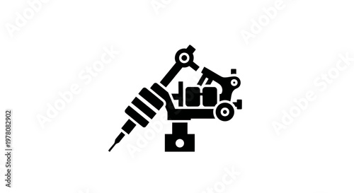 Tattoo Machine Icon - Black Silhouette on White Background
