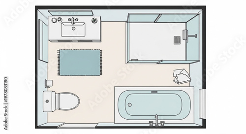 Modern Bathroom Floor Plan Layout Design.