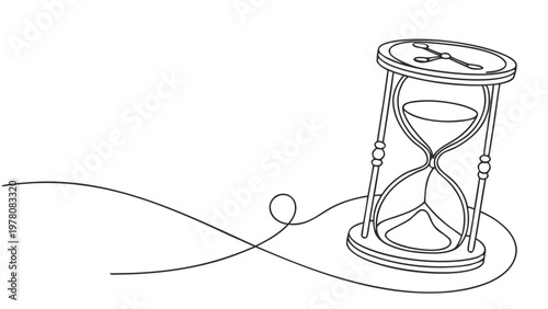 Minimalist continuous line drawing of an hourglass symbolizing the passage of time and urgency.
