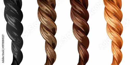 Four strands of rope in varying shades of brown and black