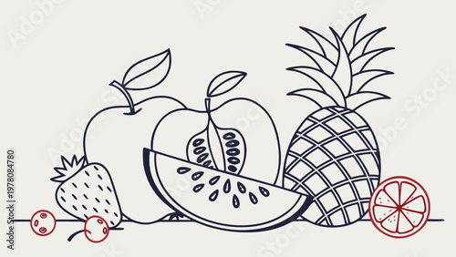 Vibrant assortment of fresh fruits artfully arranged, showcasing healthy eating and natural goodness.