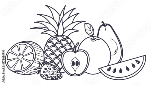 A vibrant assortment of fresh, ripe fruits, artfully arranged for a healthy culinary delight.