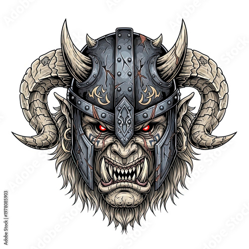 Horned Demon Creature Digital Illustration