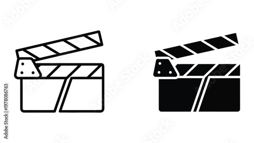 Contrasting styles of classic film clapperboards used in movie production