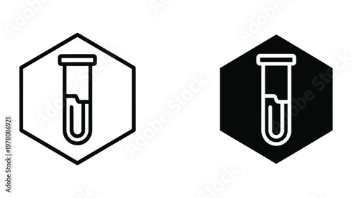 Contrasting test tube icons in light and dark backgrounds